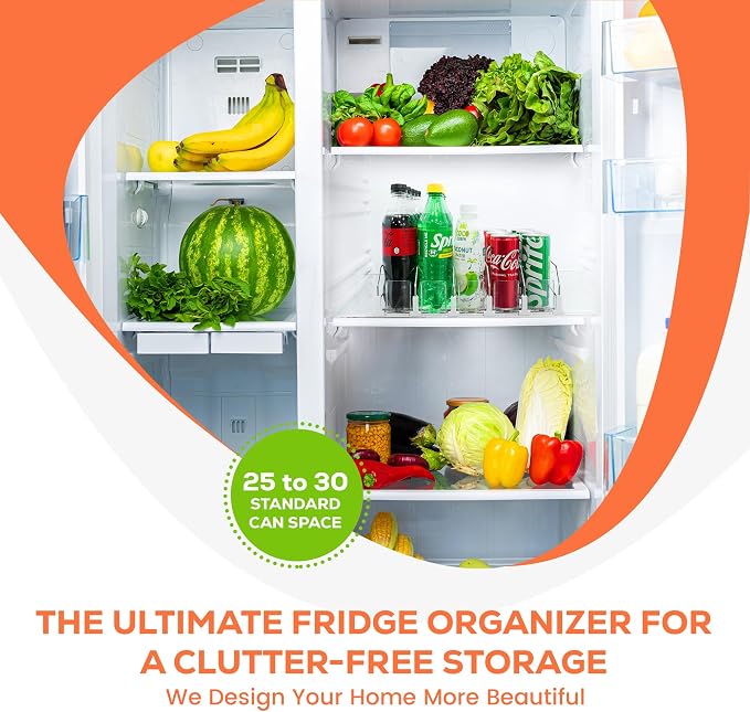 New Design Self Pushing Drink Organizer for Fridge - 5 Rows, Holds 25 Cans | Soda Can Organizer for Refrigerator With Larger Pusher and Stopper Height to Avoid Overtopping of Beverages - Image 7