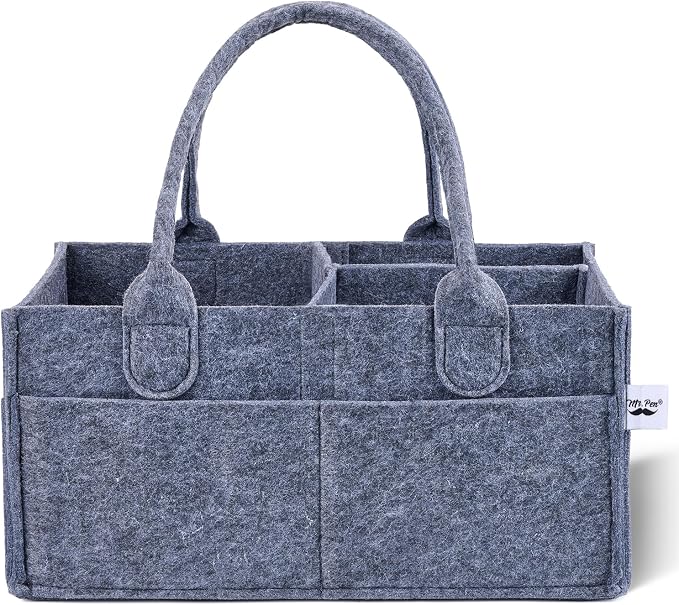 Mr. Pen- Baby Diaper Caddy Organizer, Charcoal Gray | Nursery Storage Bin and Car Organizer for Diapers and Baby Wipes by MrPen