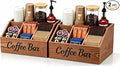 2 Pack Coffee Station Organizer for Countertop – Wooden Coffee Bar Organizer with Adjustable Dividers,Holds K Cup Pod & syrup bottles, for Kitchen, Office, or Bar and Tea Station, Brown by Unknown