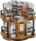 SNTD Lazy Susan Spice Rack Organizer for Cabinet, Wood, Vintage, 9 in | Rotating Turntable, Height Adjustable, Space-Saving D-Shape Design, Revolving Spice Storage for Kitchen Countertop Pantry by SNTD
