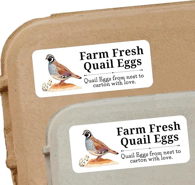 120 Quial Egg Carton Labels Stickers | White | Farm Fresh Eggs | 4 6 12 15 18 30 48 50 Count - Basket Box Container Extra Organizer Farm Supplies, 66mm x 26mm - Image 3