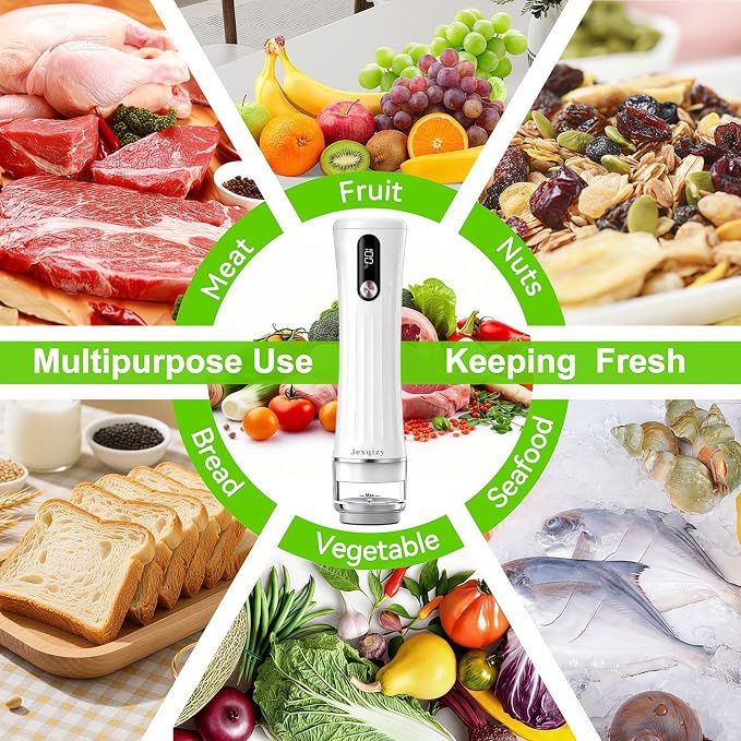 Vacuum Sealer for Food (Compact Vacuum Sealer Machine + 40 Reusable Vacuum Bags), Handheld Vacuum Food saver with LED Display for 10X Preservation, Powerful 80Kpa Portable Vacuum Sealer - Image 5
