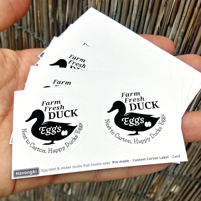120 Duck Egg Carton Labels Stickers | White | Farm Fresh Eggs | 4 6 12 15 18 30 48 50 Count - Basket Box Container Extra Organizer Farm Supplies - Image 4