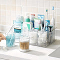 Vtopmart 5 PCS Bathroom Countertop Organizer Sets | 1 Divided Tray, 4 Qtip Holder Jars, Clear, For Toothbrush, Cotton Pads, for bathroom countertop by Vtopmart