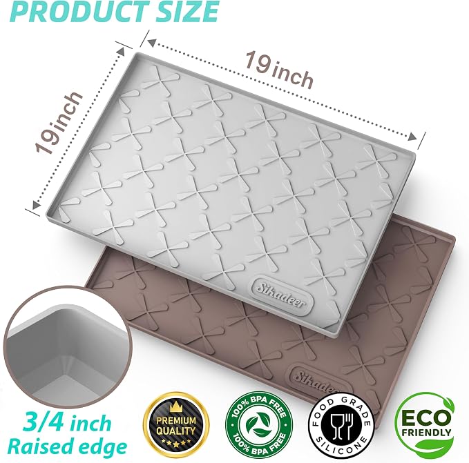 Waterproof Under Sink Mat 19" x 19" Silicone Mat Cabinet Protector | Heavy Duty Kitchen Cabinet Liner, Easy Press Drain, Home Essentials for Pet Feeding, Boots, Bathroom, Organizers & Storage - Image 3