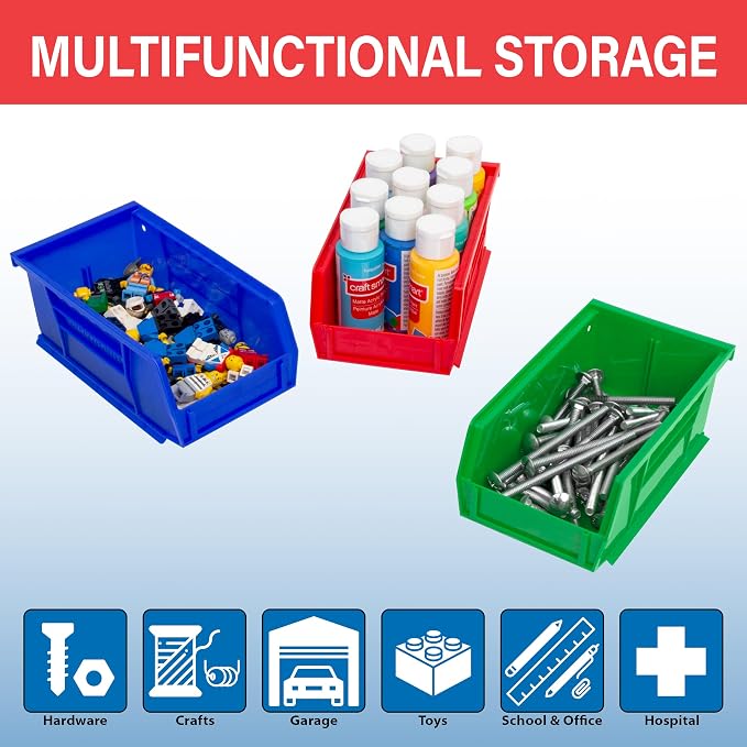 Akro-Mils 30220 AkroBins Plastic Storage Bins, 7"x4"x3", Blue, 24-Pack | Space-Saving Stackable Bins for Garage, Pantry, Craft Organization - Image 4