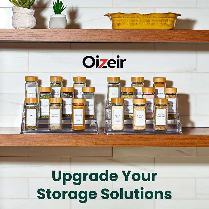 Oizeir Clear Acrylic 3-Tier Spice Rack, Cabinet Pantry Organizer | Clear Acrylic Spice Rack Organizer, 3 Tiers, Deep Shelf, for Cabinet Pantry Countertop, Seasoning Condiment Storage - Image 6