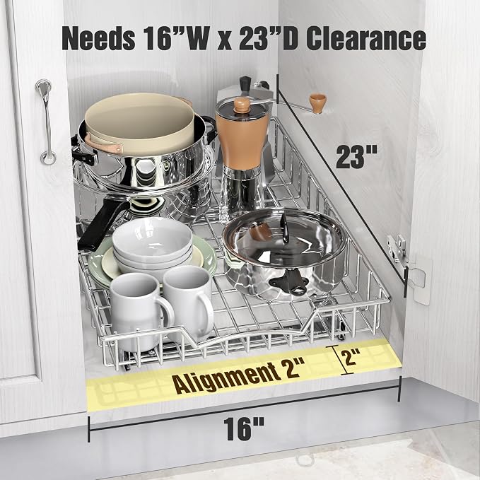 Simple Houseware Under Cabinet Pull Out Sliding Shelf Drawer Organizer, 21" D x 14" W (Pack of 2) - Image 3