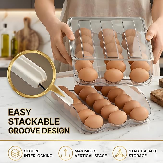 36 Egg Dispenser For Refrigerator, Egg Tray For Refrigerator, Automatic Rolling Egg Holder For Fridge, BPA-Free Clear Egg Tray. - Image 9