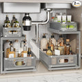 2 Pack 15.5IN-Depth Under Sink Organizer With Next-Gen Ball-Bearing Slides,2-Tier Precision Mesh Pull Out Cabinet Storage for Bathroom&Kitchen,Height Adjustable Drawers Shelf,Anti-rust-Grey by Corbyles