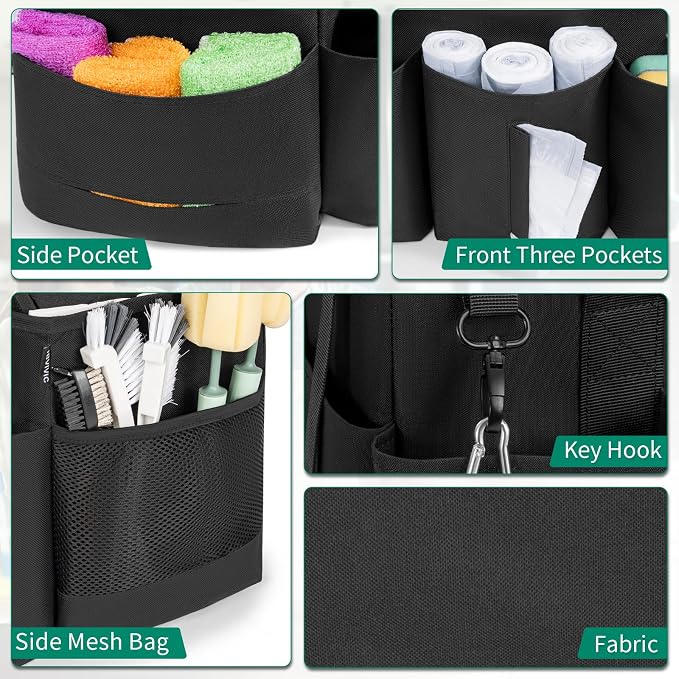 IBVIVIC Wearable Cleaning Caddy Bag for Cleaning Supplies, Black | Cleaning Organizer Tote Bag with Handle & Shoulder Straps Kitchen Cleaning Supplies Storage Bag for Cleaners & Housekeepers - Image 6