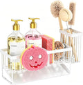 Sponge Holder for Kitchen Sink, Smiley Face Sink Caddy with Removable Brush Holder,Self-Draining Sponge Caddy for Sponge,Soap,Dish Brush,Scrubber,Kitchen Essentials and Gadgets by CISILYHOMELIFE