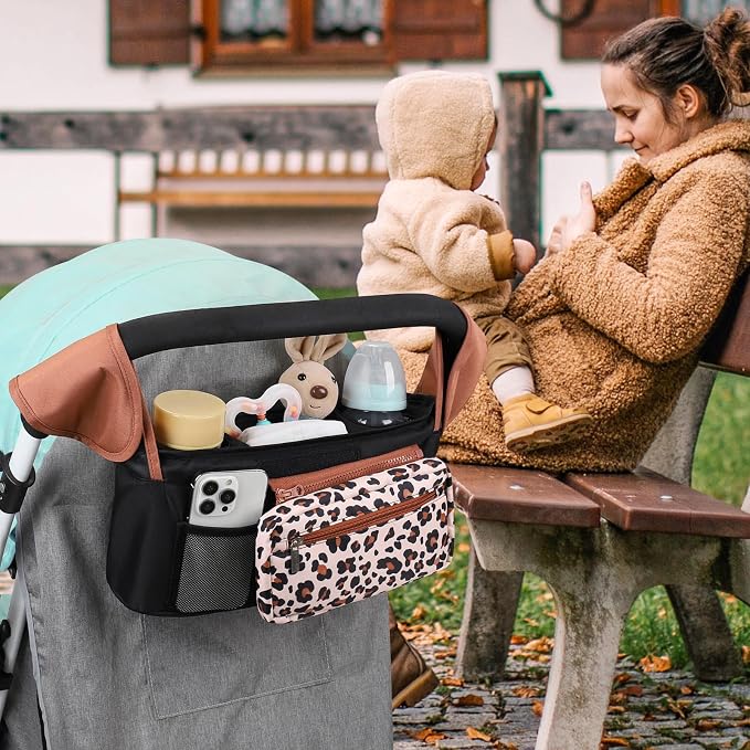 Accmor Universal Stroller Organizer with Insulated Cup Holder Detachable Phone Bag and Shoulder Strap,Stroller Bag Caddy Organizer for Uppababy, Baby Jogger, Britax Strollers - Image 6
