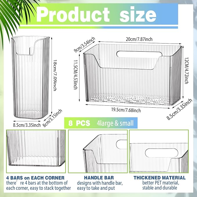 SiliFine 8 Pcs Cabinet Door Organizer Bin Wall Mount Organizer,3.35'',White - Image 2