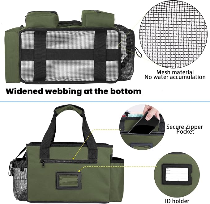 Cleaning Caddy Bag Built-in hard plastic sheet Adjustable Shoulder Strap | Waterproof nylon, aluminum foil lining, quick-drain PVC mesh bottom, for housekeepers - Image 6