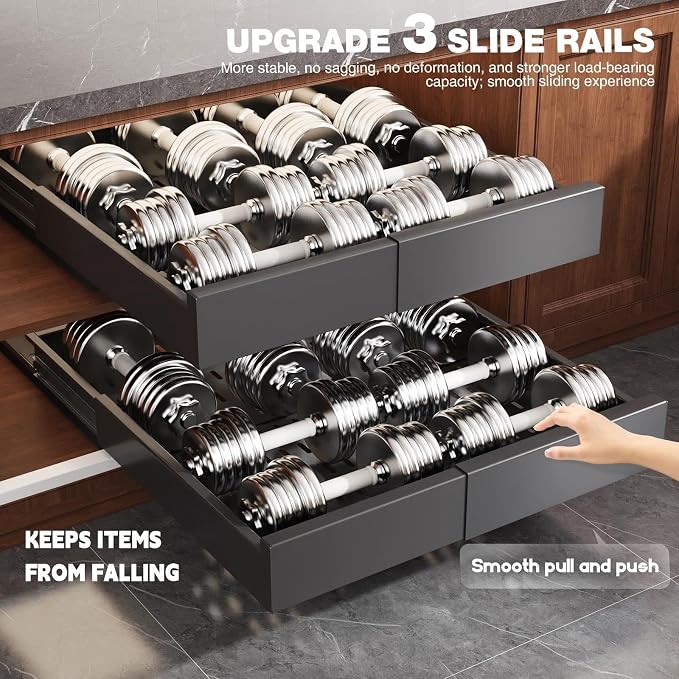 Seinloes Pull Out Cabinet Organizer,4-Side Expandable to Maximize Cabinet Space,Slide Out Drawers with 3 Rail Design,Roll Out Shelf with Raising Pad for Framed Cabinet,13"-21"W x 17"-24"D,Black,2 Pack - Image 3