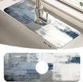 MCALK Blue Kitchen Sink Faucet Mat Splash Guard, Absorbent Quick-Dry Kitchen Sink Mat - Ideal for Splash Guard & Drip Catching with Abstract Art Decor( 1pc 15"x5.5") by MCALK