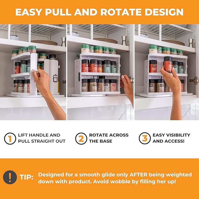 Spice Rack Organizer for Cabinet, 4 Adjustable Shelves | 4 Snap-In Adjustable Shelves, 8.9"H x 6.1"W x 10.8"D, Magnetic Modular Connect, Pivot-Up Shelves, Small Things Tray, No Tools - Image 5