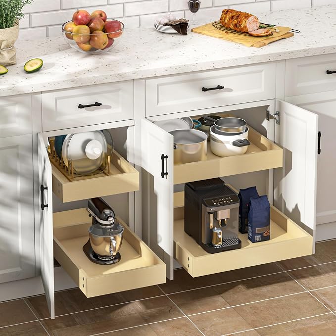 WelFurGeer Soft Close Pull Out Cabinet Organizer, 32" W x 22" D Pull Out Drawer for Cabinet, Bottom Mount Pull Out Drawers for Kitchen Cabinets, Durable Pullout Drawers for Home & Kitchen Organization - Image 2