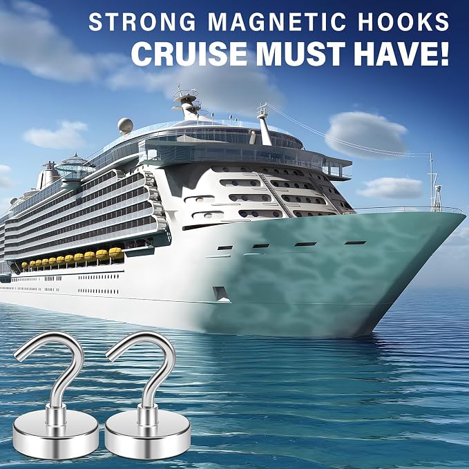 FINDMAG Magnet Hooks, 50LB+ Magnetic Hooks for Hanging, 6 Pack Silver | Heavy Duty Magnetic Hooks for Cruise Cabins, Home, Classroom, Fridge, Travel, Ship and Locker, Cruise Essentials 2026 - Image 2