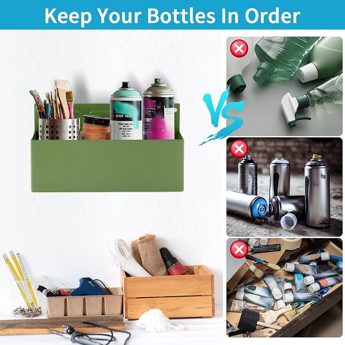 Magnetic Aerosol Spray Can Holder, Magnet Toolbox Bottle Holder, Tool Box Storage Rack for Garage and Home, Craft Workspace, Mechanic Paint Bottle Can Organizer, Green, 3"x8.3" - Image 5