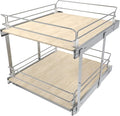 2 Tier Pull Out Cabinet Organizer 20.08" W X 22" D, Wood & Chromed | Full Slide Out Drawers For Kitchen Cabinets, Cabinets Capacity Heavy Duty Caddy, Cabinet Pullout Shelves , Pantry Storage by STORKING
