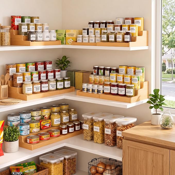Expandable Bamboo Can Rack Organizer for Pantry, Upgraded 3-Tier Adjustable Can Storage Holder, Pantry Organizers and Storage Holds Up to 24 Cans, Canned Goods Organizer Display for Pantry, Cabinet - Image 7