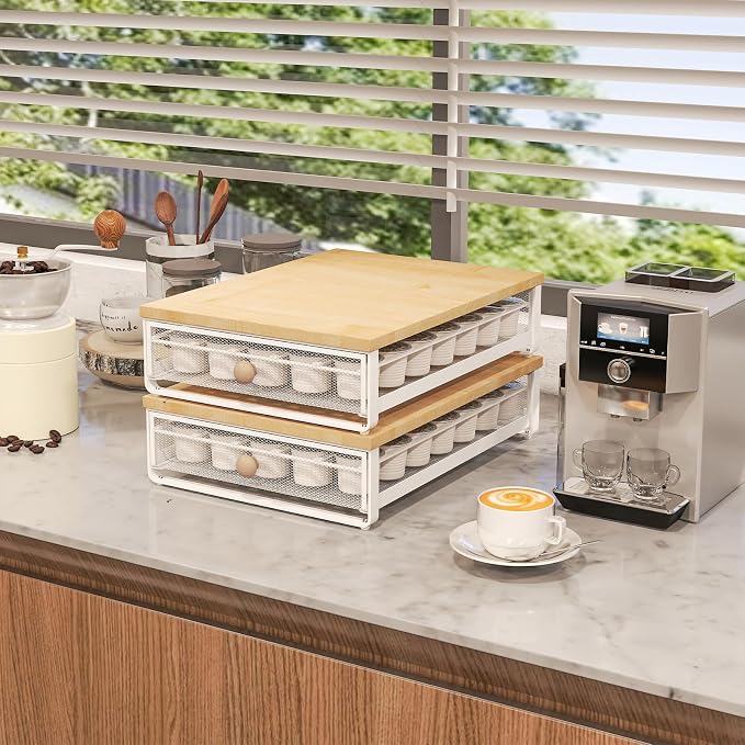 Sedegn Coffee Pod Storage Drawer: Holds 35 K-Cup Pods Coffee Pod Organizer | Sliding Drawer K Cup Holder for Easy Access, Fits Keurig & Coffee Bars, Non-Slip Feet, No Assembly Needed, Natural - Image 7