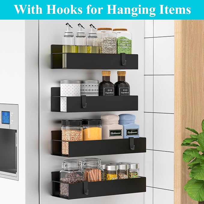 Magnetic Water Bottle Holder for Refrigerator, Cup Holder Organizer for Stanley and Tumbler for Kitchen, 4 Pack, Metal Black - Image 2