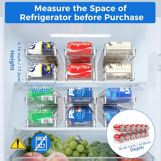 2 Packs FIFO Rolling Soda Can Organizer for Fridge, Holds 12 Cans | Pop Can Organizer for Drink Beer Seltzer Soda Can Dispenser for Refrigerator 11.15oz 12oz Can Holder Storage Pantry Container - Image 4