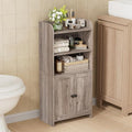 Homhedy Small Bathroom Storage Cabinet, Toilet Paper Storage Cabinet | Bathroom Floor Cabinet with Doors and Shelves, Bathroom Organizers for Small Spaces, 7.9" D x 14.6" W x 31" H, Greige by Homhedy