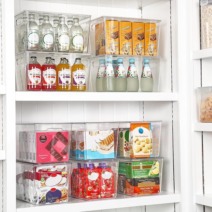 Vtopmart 10 Pack Clear Stackable Storage Bins with Lids and Handles, XLarge | BPA-free Plastic, Organize Vertically, For Pantry Kitchen Fridge Cabinet Closet Bathroom, Built to Last, Easy to Move - Image 4