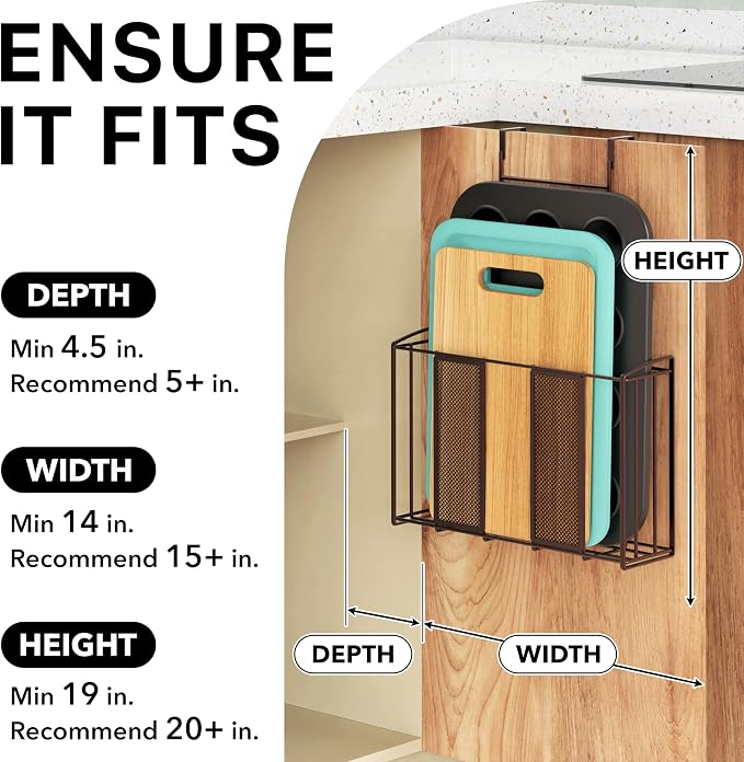 Simple Houseware Over Cabinet Door Mesh Organizer, Mesh Bronze | 12.5" W x 3.75" D x 18" H - Image 3