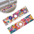Bimkole 2 PCS Faucet Absorbent Mat, Kitchen Faucet Sink Splash Guard Wraparound Cloth Pads Drip Catcher for Sink Faucet for Kitchen Bathroom Faucet, Colorful Faucet Mat, 15 x 4 Inch Flower A3 by Bimkole