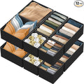 Simple Houseware Foldable Drawer Organizer Stocking Bin, Set of 12, Black | Fabric Storage Bins for Clothes, Underwear, Bra, Panty, Socks, Onesies – Closet & Dresser Dividers for Home by SimpleHouseware