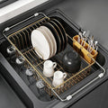 JASIWAY Gold Dish Drying Rack in Sink, Dish Drainer with Utensil Holder | Over The Sink Expandable Stainless Steel Strainer Dryer Rack for Small Kitchen, Counter Space Saving, Fast Drain, Rustproof by JASIWAY