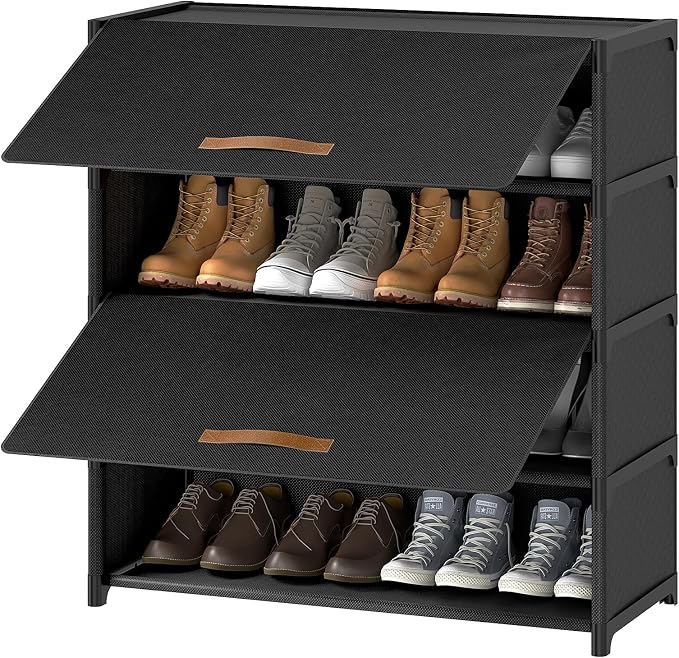5 Tier Shoe Cabinet with Door, 20-Pair Storage, Black | Ideal for Daily Family Use, Door Keeps Shoes Dust-Free, Stops Pets from Chewing, Simple Tool-Free Install by UNITSTAGE