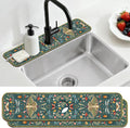 2 Pcs Kitchen Sink Splash Guard Faucet Mat Vintage Green Insects and Plants Faucet Mat for Sinks Absorbing Drying Mat for Kitchen Bathroom, 23.6x5.5inch by CONCHLERY%E6%97%97%E8%88%B0%E5%BA%97