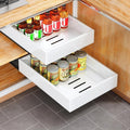 Pull out Cabinet Organizer, 21"Deep, 11.8"Wide Full-Extension Heavy Duty Slide out Drawers with Nano Adhesive, Roll Out Shelves Sliding Cabinet for Kitchen, Bathroom, Pantry,Under Sink Storage(White) by Kitstorack