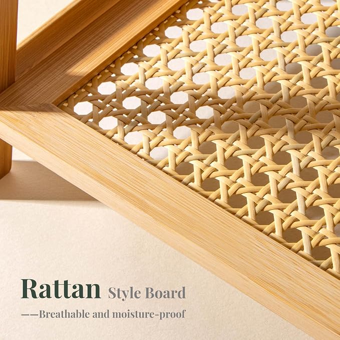ANBOXIT Matcha Station Organizer, Countertop Bamboo Coffee & Tea Station | Rattan-Look 2 Tier Mug Holder Display Stand for Kitchen Condiment, Coffee Accessories, Home, Office - Image 2