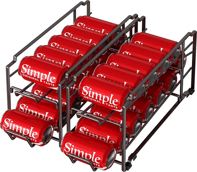Simple Houseware 2-Pack Stackable Beverage Soda Can Dispenser Rack, Bronze | Metal Soda Can Soft Drink Organizer by SimpleHouseware