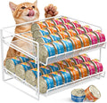 Cat Food Can Organizer 2-Tier Can Organizer for Pantry 56 Cans 3.5oz | White metal 2-tier cat food can organizer,Holds 56 cans 3.5oz,Adjustable pantry countertop storage for kitchen counter by REFLYING