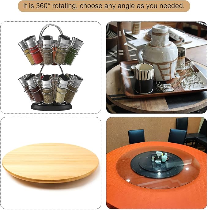MECCANIXITY 8inch Rotating Swivel Stand with Steel Ball Bearings Lazy Susan Base Turntable for Kitchen Corner Cabinets, White - Image 5