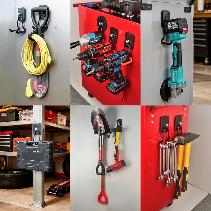 Heavy Duty Magnetic Hook, Large Utility Storage Magnetic Garage Hooks, Strong Magnet Hooks for Hanging Power Tool Hose Drill Metal Cart in Garden Workshop Kitchen (4Pack) - Image 4