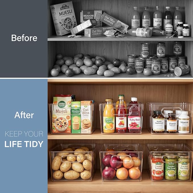 Heyuzb Pantry Organizers and Storage Large Capacity Under Sink Organizers, 2 PACK Clear Plastic Storage Bins for Kitchen, Laundry Room, Cabinet, Bathroom, Closet - Image 6