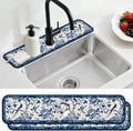 2 Pcs Kitchen Sink Splash Guard Faucet Mat Vintage Porcelain Flowers and Birds Pattern Faucet Mat for Sinks Absorbing Drying Mat for Kitchen Bathroom, 23.6x5.5inch by CONCHLERY%E6%97%97%E8%88%B0%E5%BA%97