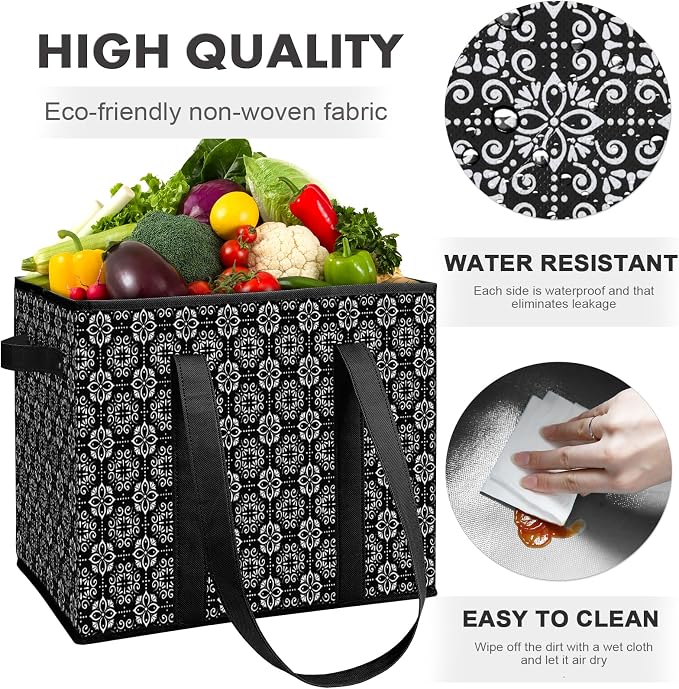 Reusable Grocery Bags 8 Pack, Foldable & Water Resistant Shopping Bags | Large Grocery Tote Bag Water Resistant Shopping Bags Foldable Grocery Bag for Clothes,Shoes and Picnic - Image 5