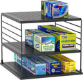 Upgraded Cabinet Organizers and Storage -Divided Compartment Holder for Plastic Bag, Wrap, Foil, Snack and Box for Kitchen and Pantry Organization and Storage, Kitchen Organization(Black) by WANCHIY