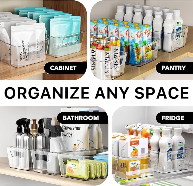 Simple Houseware 4 Pcs Pantry Clear Bin Storage Organizer, 14" x 7" x 3.75" - Image 6