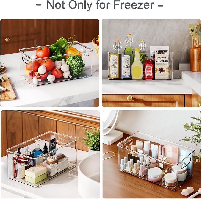 Heyuzb 8 PACK Freezer Organizer Bins Fridge Organizers and Storage Stackable Refrigerator Organizers Bins with Side Handles Clear Storage Bins for Pantry, Under Sink, Kitchen Cabinet - Image 8